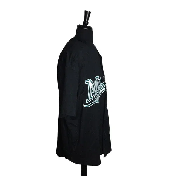 Florida Marlins Black Russell Athletic Jersey Men Rare Miami 100% Poly Size 2X